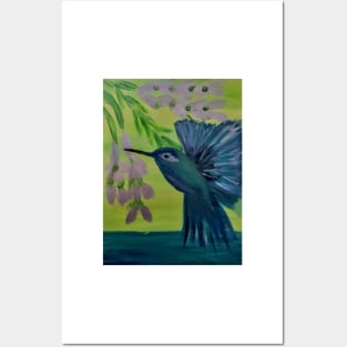 hummingbirds feeding on some nectar on a 12x16inc stretch canvas. Posters and Art